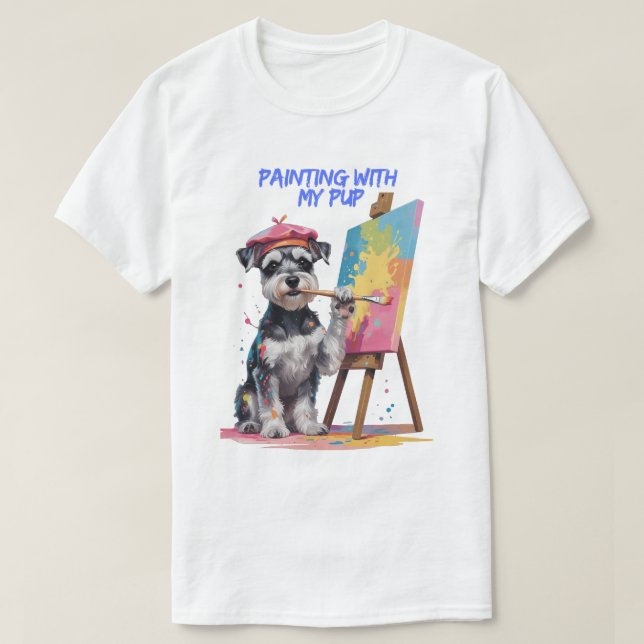 Camiseta Pup creativo – El Miniature Schnauzer artístico (Diseño del anverso)