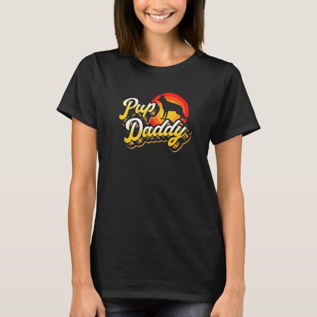 Camiseta Pup Daddy 80 Retro de pastor alemán (Anverso)