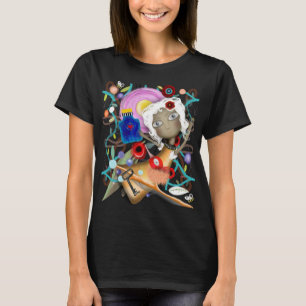 Camiseta Puppet paraíso hojas botella botánica llave