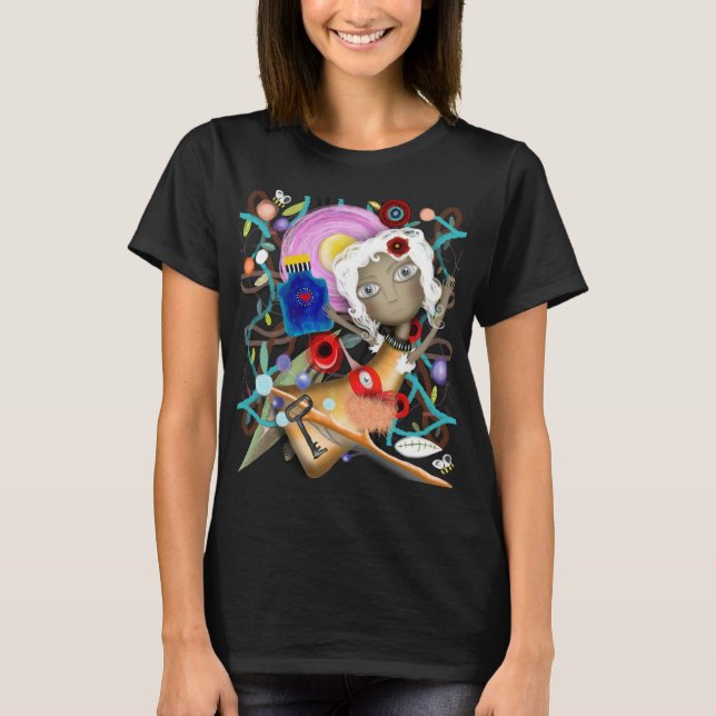 Camiseta Puppet paraíso hojas botella botánica llave  (Anverso)