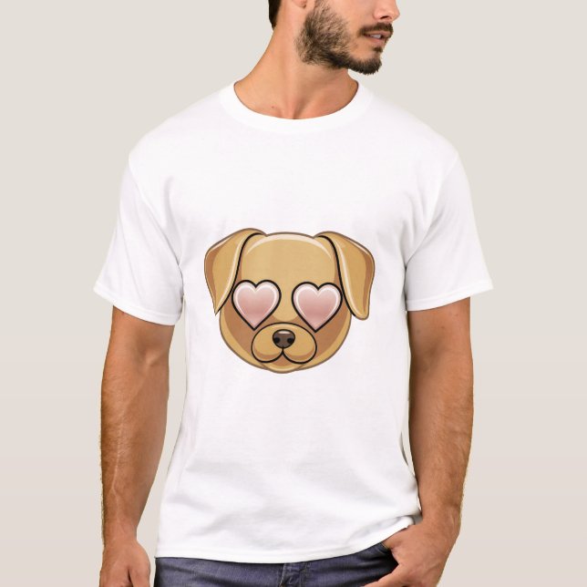 Camiseta Puppy Dog Face with Heart Eyes Emoji Cute Love  (Anverso)