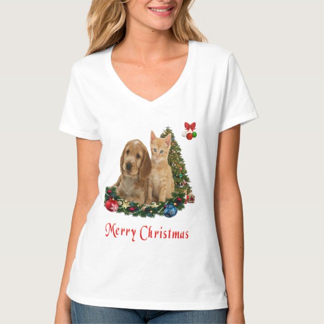 Camiseta Puppy y Kittens Navidad  (Anverso)