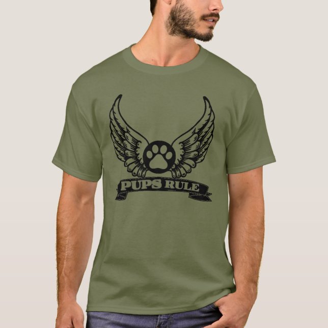 Camiseta PUPS ORGULLO PUPS Regla Angel Wings PUP Paw Camise (Anverso)
