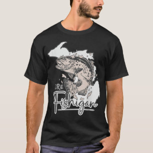 Camiseta Pura Fishigan Hombres Mujeres Pescador Estado de M
