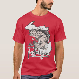 Camiseta Pura Fishigan Hombres Mujeres Pescador Estado De M