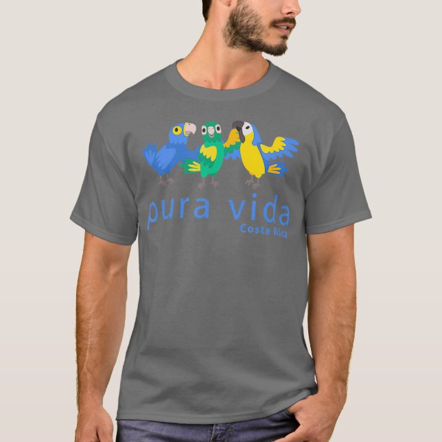 Camiseta Pura Vida Parrota Aves de Costa Rica (Anverso)