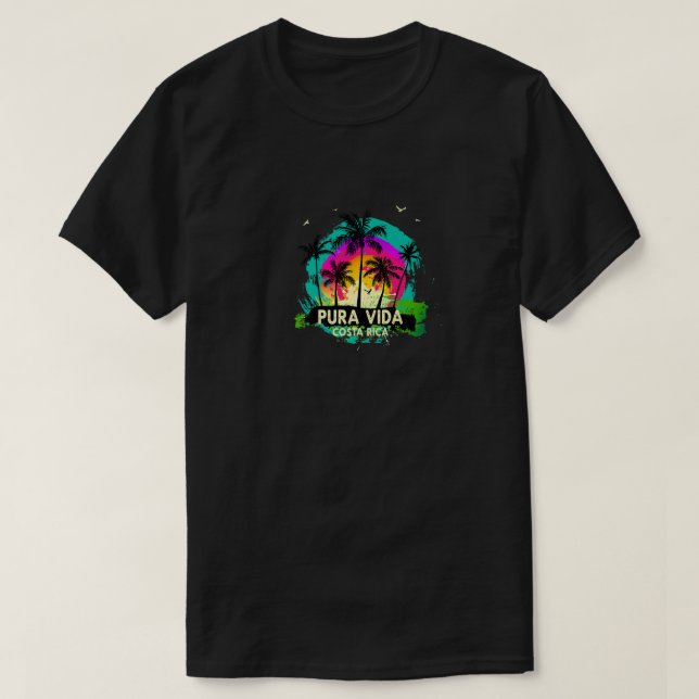 Camiseta Pura Vida Souvenir Retro Sunset Premium T Shirt (Diseño del anverso)