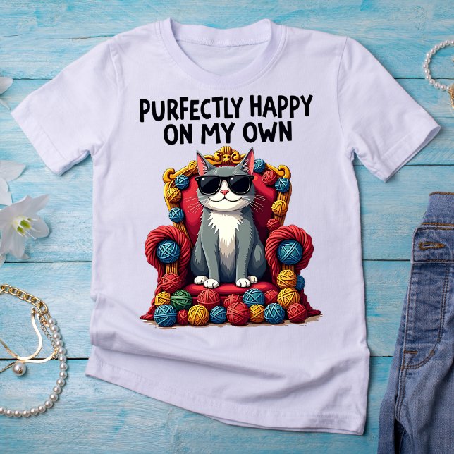 Camiseta Puramente feliz por mi cuenta - Gato con confianza (Subido por el creador)