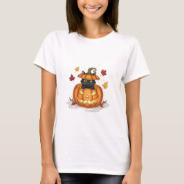Camiseta Purción de calabaza - Mujer felina de Halloween