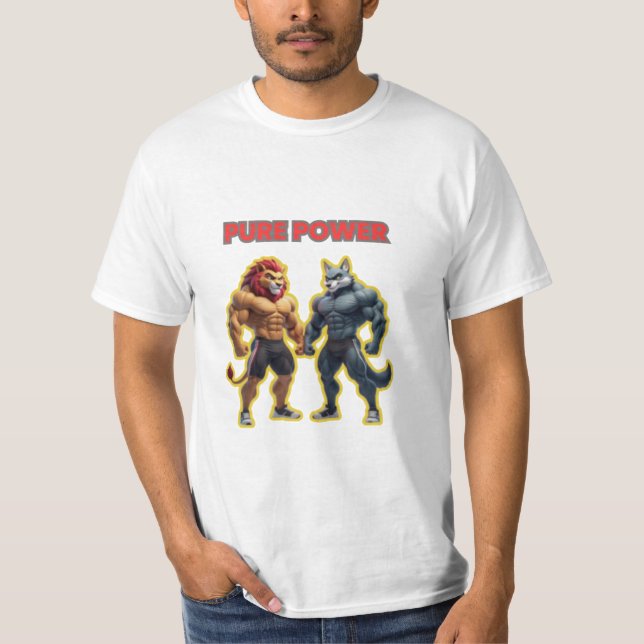 Camiseta Pure Power – Strong Animal Muscle Cartoon Design (Anverso)