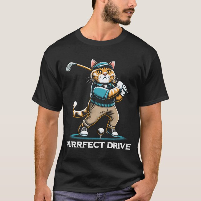 Camiseta Purfect Drive Golfing Cat Design (Anverso)