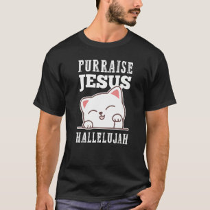 Camiseta Purgar la fe cristiana Jesús Hallelujah Cute Cat