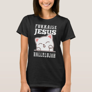 Camiseta Purgar la fe cristiana Jesús Hallelujah Cute Cat