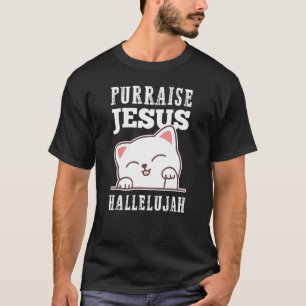 Camiseta Purgar la fe cristiana Jesús Hallelujah Cute Cat