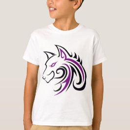 Camiseta Purple and Black Wolf Head Outline