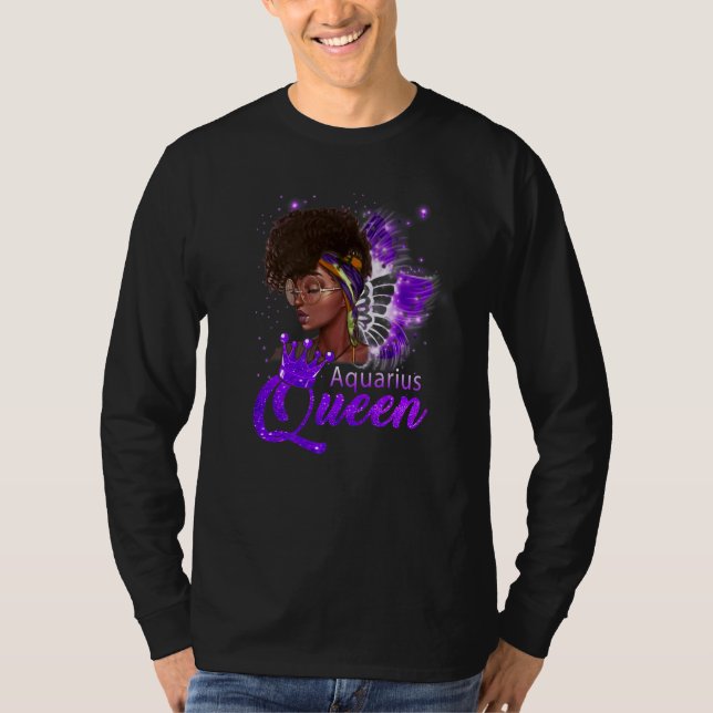 Camiseta Purple Aquarius Queen African American Woman Jan F (Anverso)
