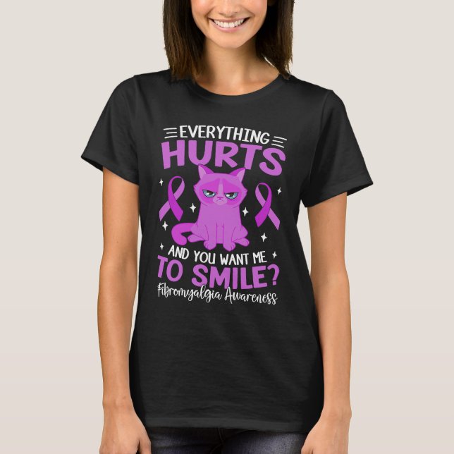Camiseta Purple Cat For Women Everything Hurts Fibromyalgia (Anverso)