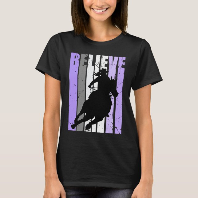 Camiseta Purple Cowgirl Barrel Racing Horse Riding Rider Ri (Anverso)