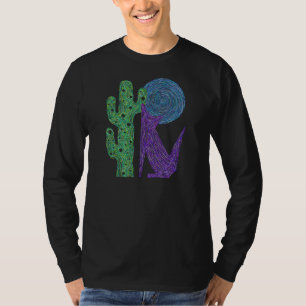 Camiseta Purple Coyote Wolf Colorful Southwestern Design