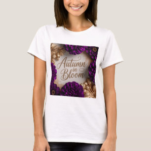 Camiseta Purple Floral Flat Lay Script Autumt Lifestyle Art