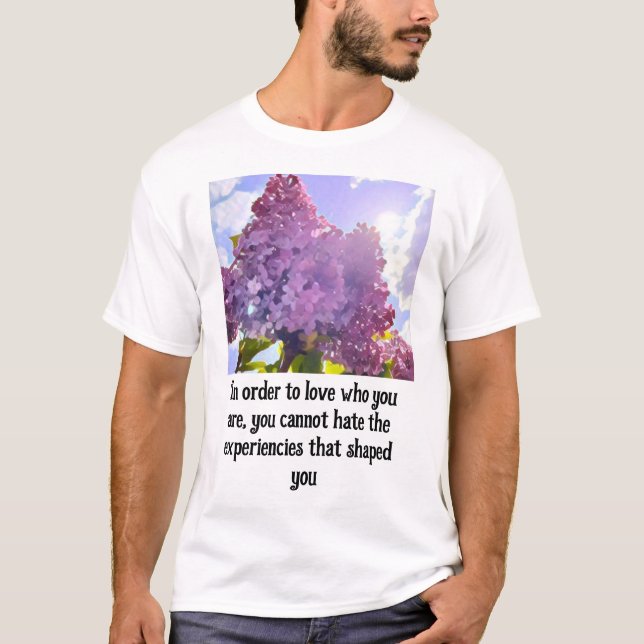 Camiseta purple Floral photo bouquet inspirational phrase (Anverso)
