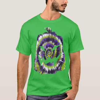 Camiseta Purple Green White Tie Dye Halloween Jack O Lanter