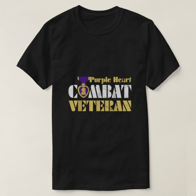 Camiseta Purple Heart Combat Veteran Purple Heart Day US Mi (Diseño del anverso)