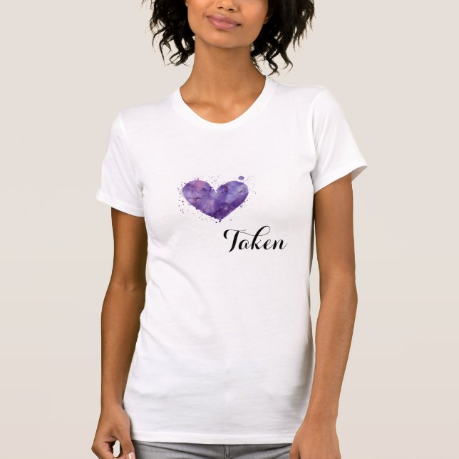 Camiseta *~* Purple Heart TOMADO blanco de la acuarela de (Anverso)