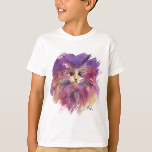 CAMISETA PURPLE KITTEN,CUTE KITTY CAT RETRATO
