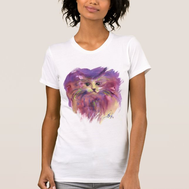 CAMISETA PURPLE KITTEN,CUTE KITTY CAT RETRATO (Anverso)