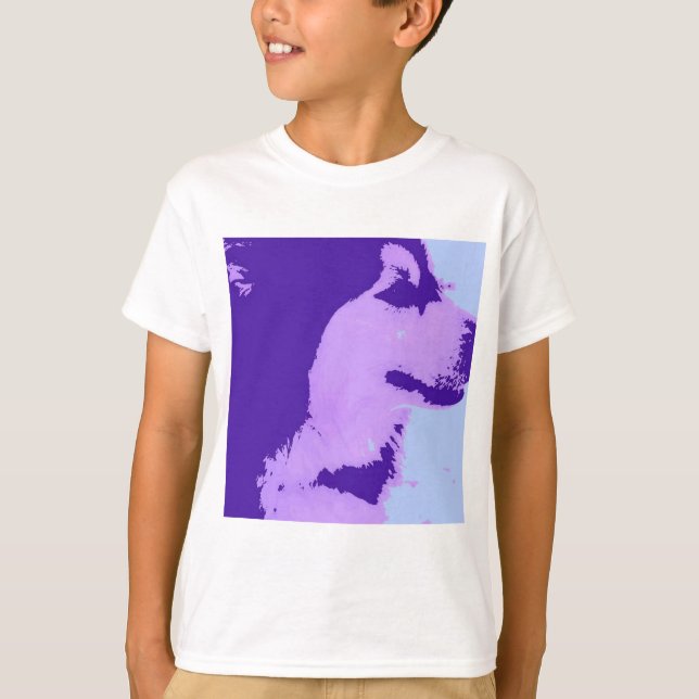 Camiseta Purple Malamute Pop Art (Anverso)