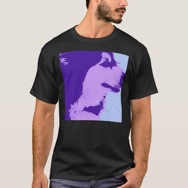 Camiseta Purple Malamute Pop Art (Anverso)