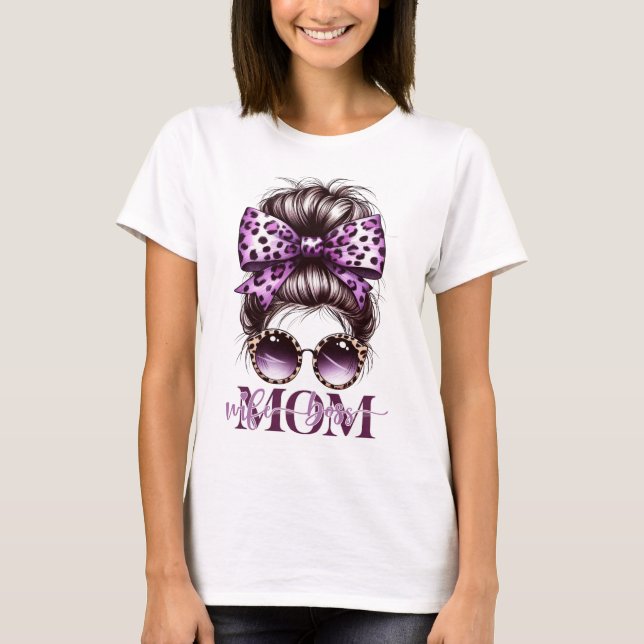 Camiseta Purple Messy Bun Mom Wife Boss (Anverso)