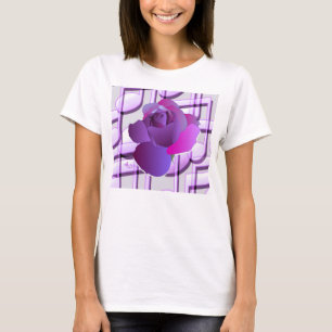 Camiseta Purple Music Notes Purple Rosa Crew Neck T-Shirt