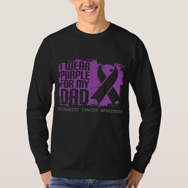 Camiseta Purple Ribbon Fighter Dad Pancreatic Cancer (Anverso)