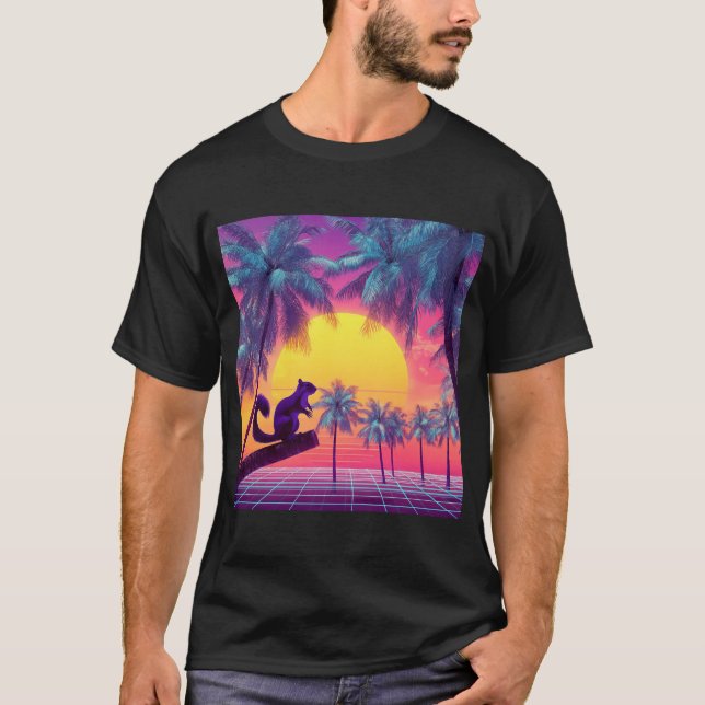 Camiseta Purple Squirrel Over Neon Tropics (Anverso)