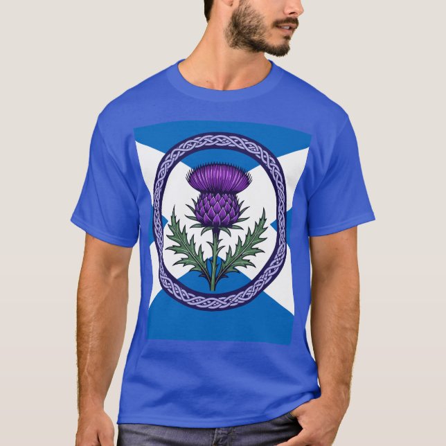 Camiseta Purple Thistle and Saltire Framed by Celtic  (Anverso)