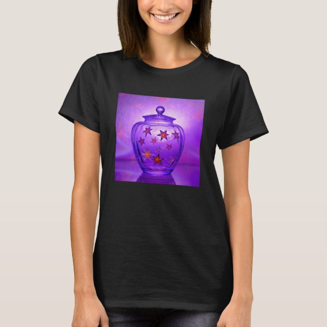 Camiseta Purple Transparent Glass Vase With Gold Stars (Anverso)