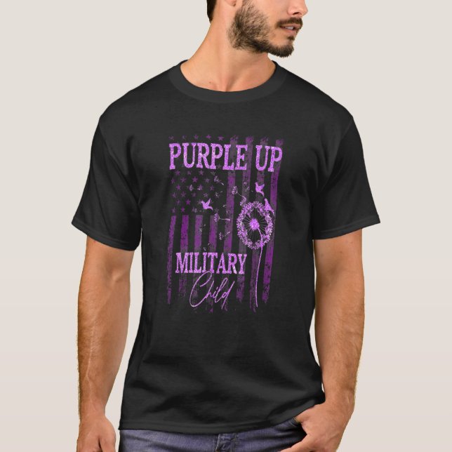 Camiseta Purple Up For Military Child Mes Dandelion Spark (Anverso)