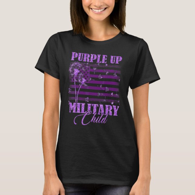 Camiseta Purple Up For Military Child Mes Dandelion Spark (Anverso)