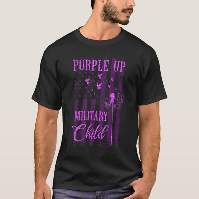 Camiseta Purple Up For Military Child Mes Dandelion Spark (Anverso)