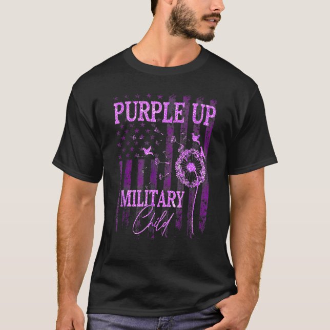 Camiseta Purple Up For Military Child Mes Dandelion Spark (Anverso)