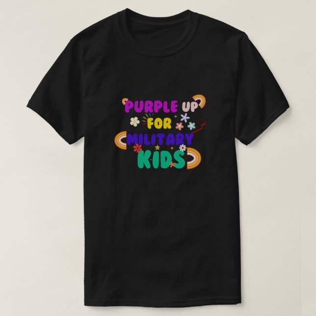 CAMISETA PURPLE UP FOR  MILITARY KIDS (Diseño del anverso)
