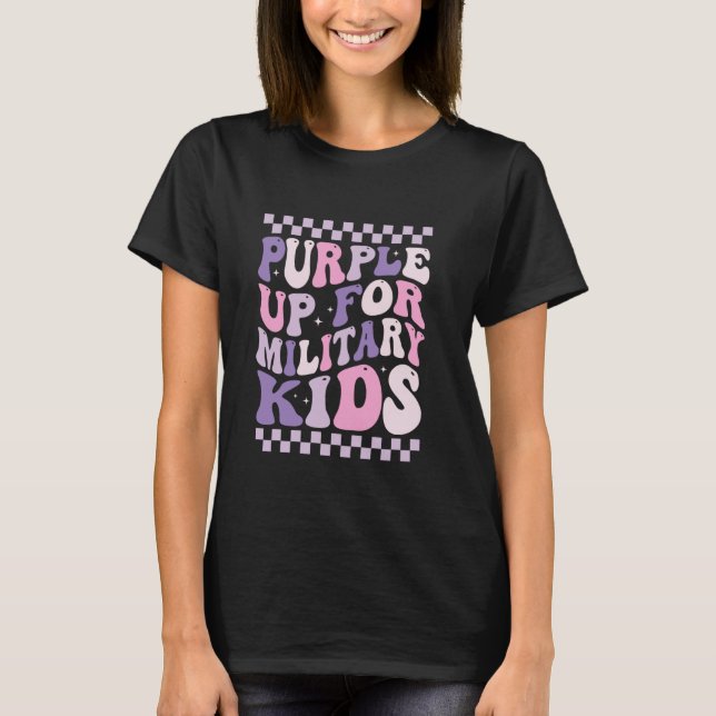 Camiseta Purple Up For Military Kids Groovy Military Child  (Anverso)