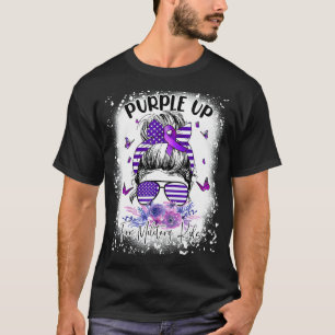 Camiseta Purple Up For Military Kids Menor Mes Messy Bun