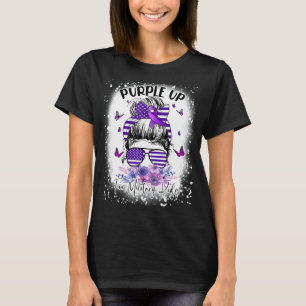 Camiseta Purple Up For Military Kids Menor Mes Messy Bun