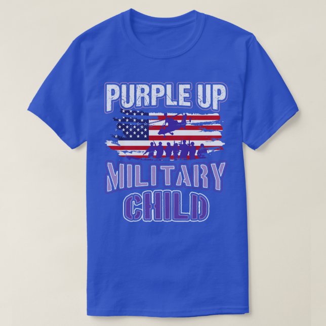 Camiseta Purple Up Military Child American Flag Awareness M (Diseño del anverso)