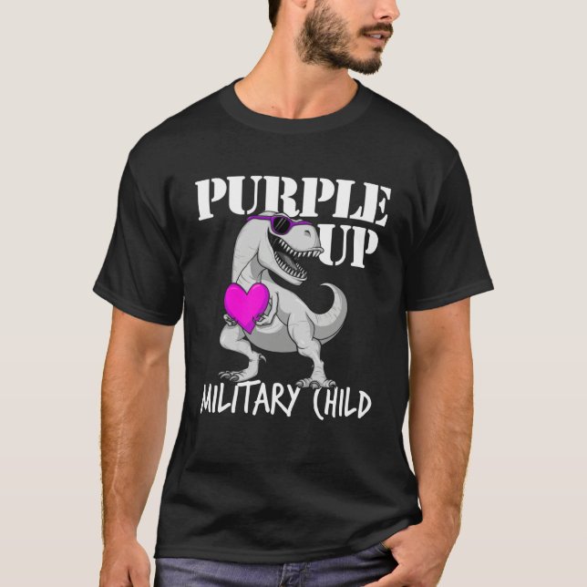 Camiseta Purple Up Military Child Rex Dinosaur Boys Purple  (Anverso)