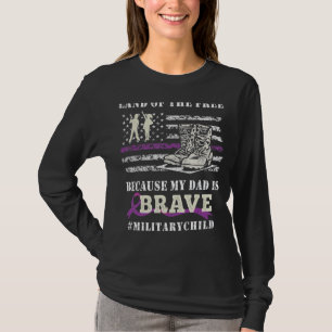 Camiseta Purple Up Military Kids Land Of The Free My Dad is
