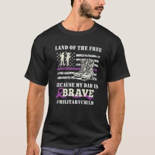 Camiseta Purple Up Military Kids Land Of The Free My Dad is